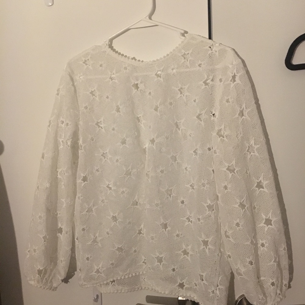 LOVELY PEPA White embroidered blouse with stars